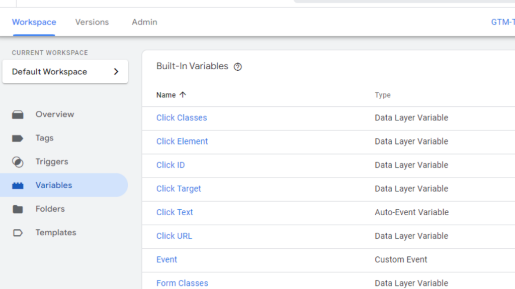 Variables GTM